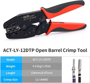  ACT-LY-12DTP Open Barrel Terminal Crimper for JRready / Deutsch Stamped Formed Contacts