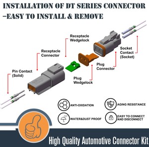  JRready ST6144 333PCS DT Connector Kit(Deutsch Connectors Kit) 2 3 4 6 Pin Connectors & 16# Solid Contacts Terminals & JRD-HDT-4